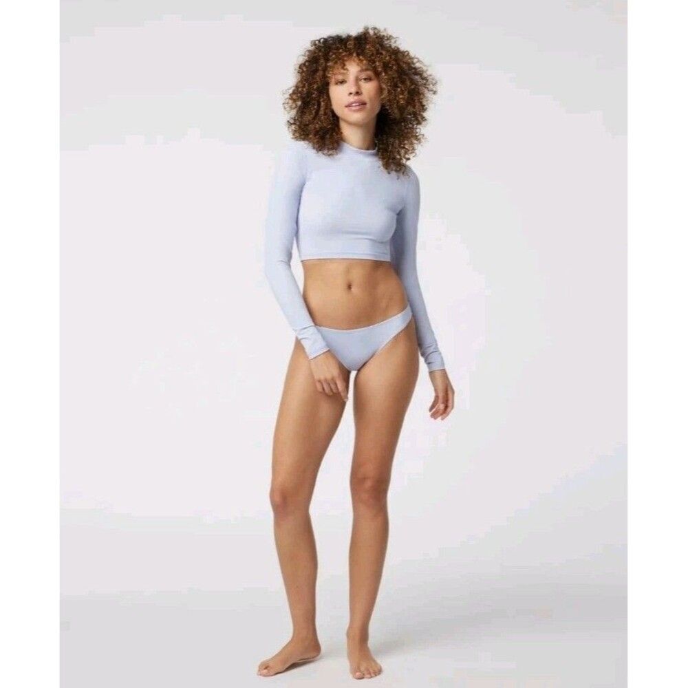 Vuori Dune Crop Top Lavender Long Sleeve Mock Neck Size XS In Peri